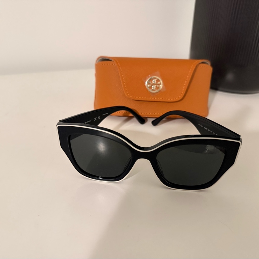 Tory Burch Black Sunglasses with Orange Case
